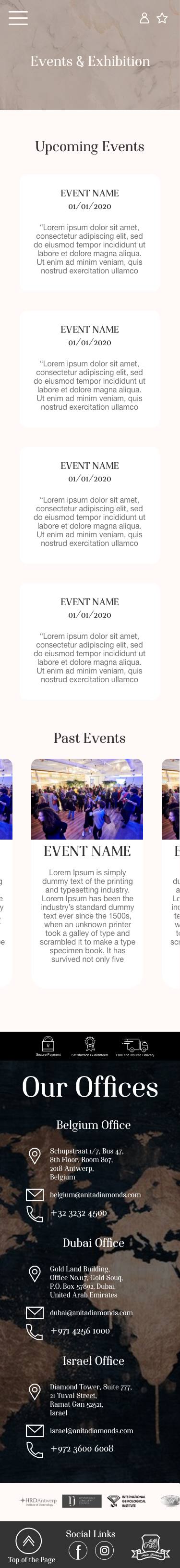 Anita Diamonds mobile - Events and Exhibitions
